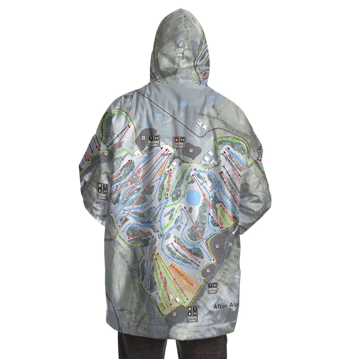 Afton Alps, Minnesota Ski Trail Map - Snug Hoodie