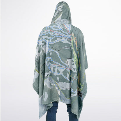 Mission Ridge, Washington Ski Resort Map Flannel Blanket Poncho