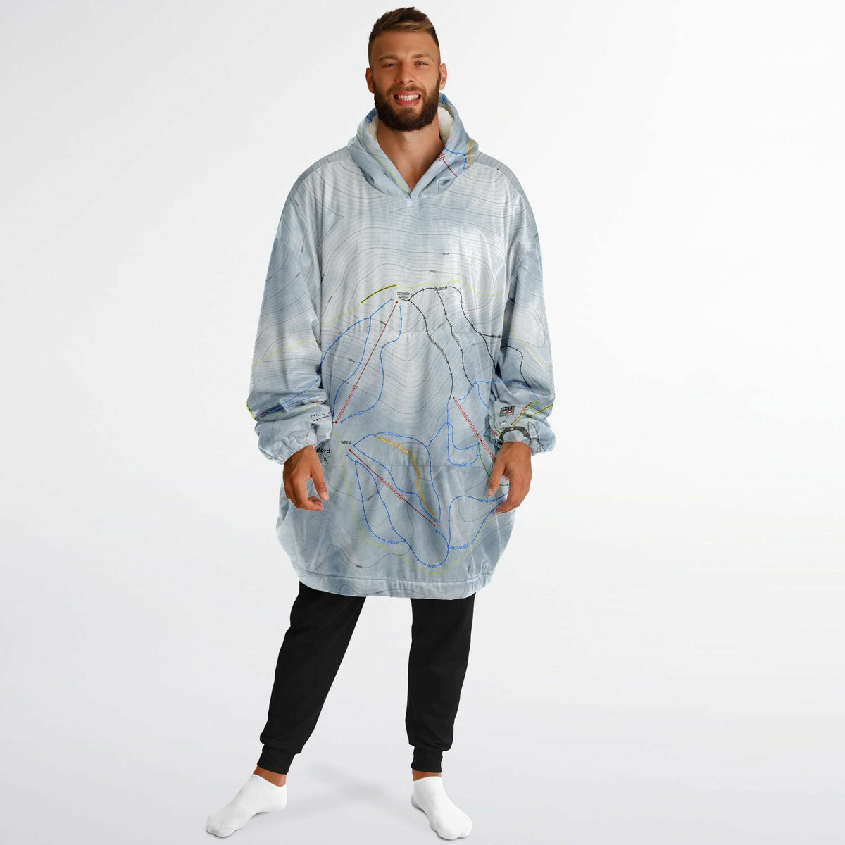 Mt Lyford, New Zealand Ski Trail Map - Snug Hoodie