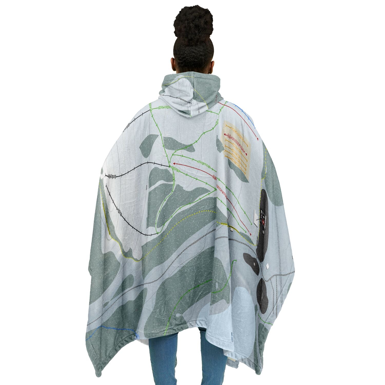 Soda Springs, California Ski Resort Map Flannel Blanket Poncho