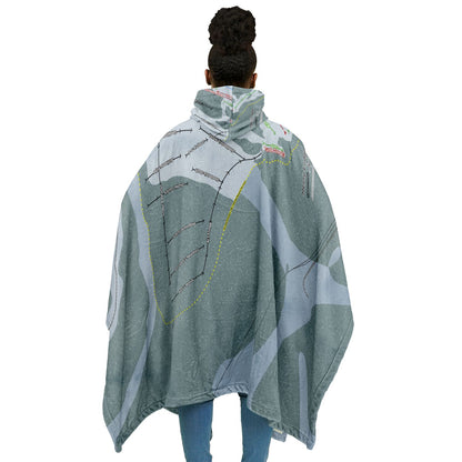 Meany Lodge, Washington Ski Resort Map Flannel Blanket Poncho