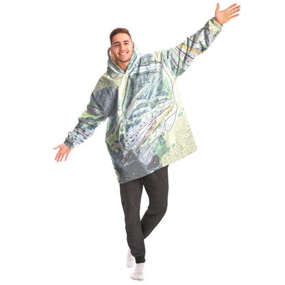 Pine Mountain, Michigan Ski Trail Map Snug Hoodie - Powderaddicts
