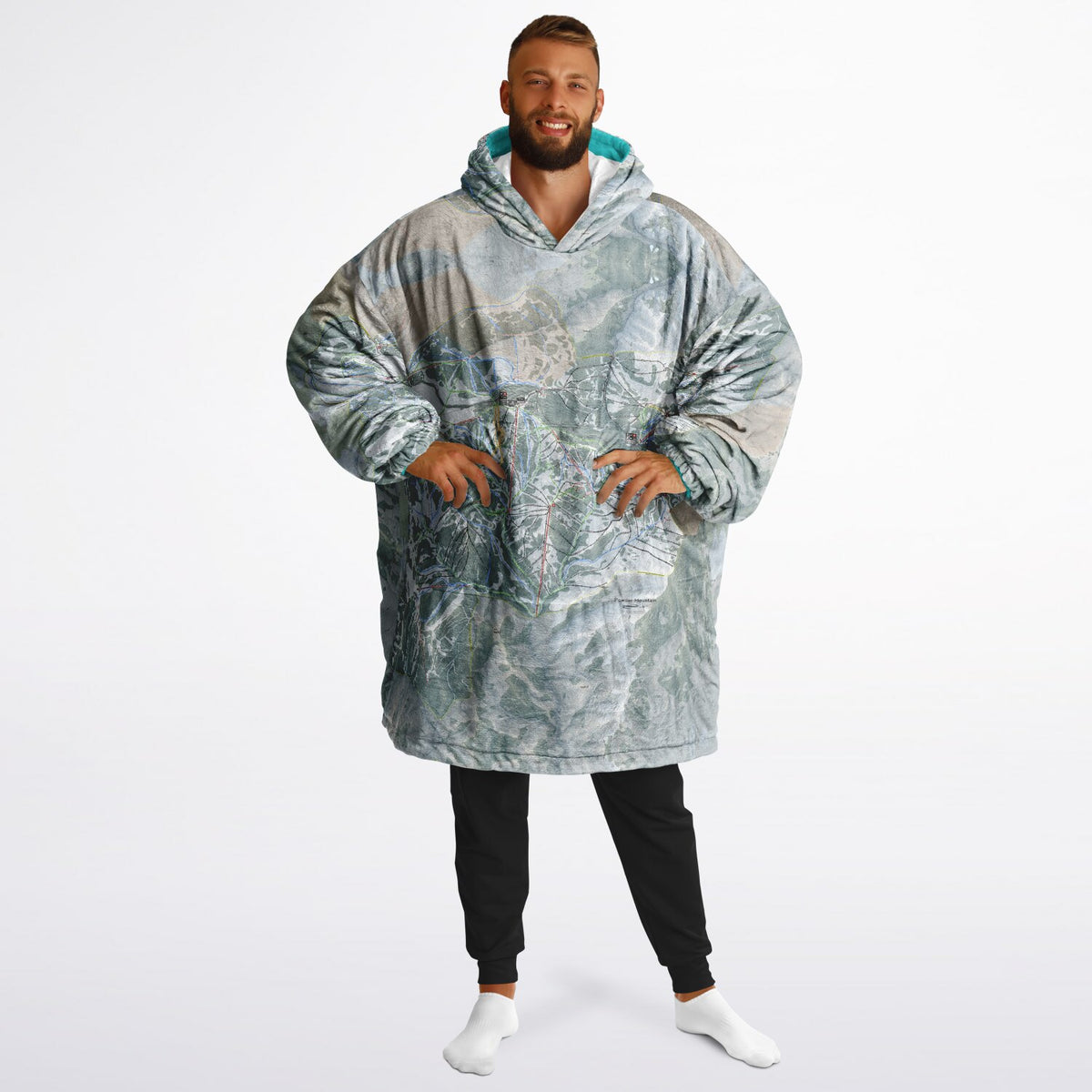 Powder Mountain, Utah Ski Resort Map Reversible Snug Hoodie