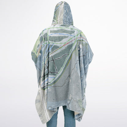 Pine Mountain, Michigan Ski Resort Map Flannel Blanket Poncho