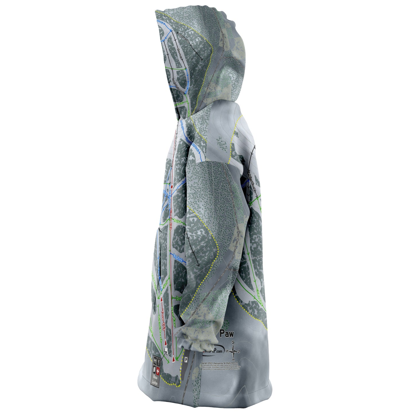 Bear Paw, Montana Ski Trail Map Snug Hoodie