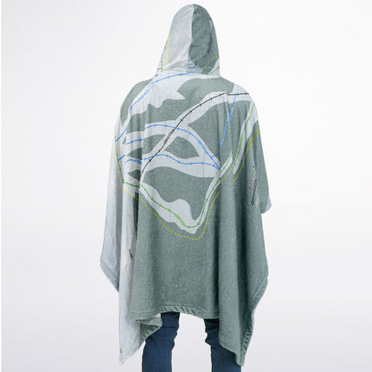 Sitzmark, Washington Ski Resort Map Flannel Blanket Poncho