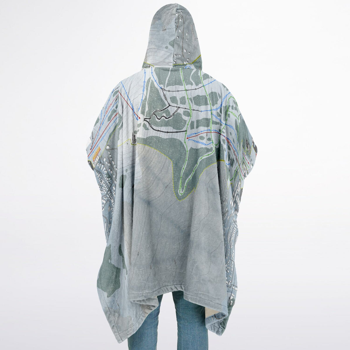 Snow King, Wyoming Ski Resort Map Flannel Blanket Poncho