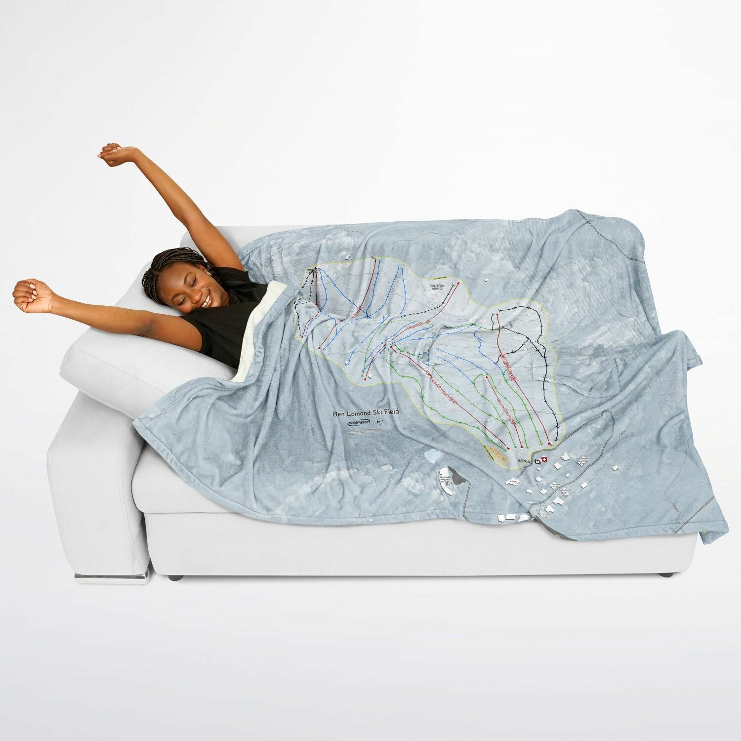 Ben Lomond Ski Resort, Australia Ski Resort Map Flannel Blanket Poncho