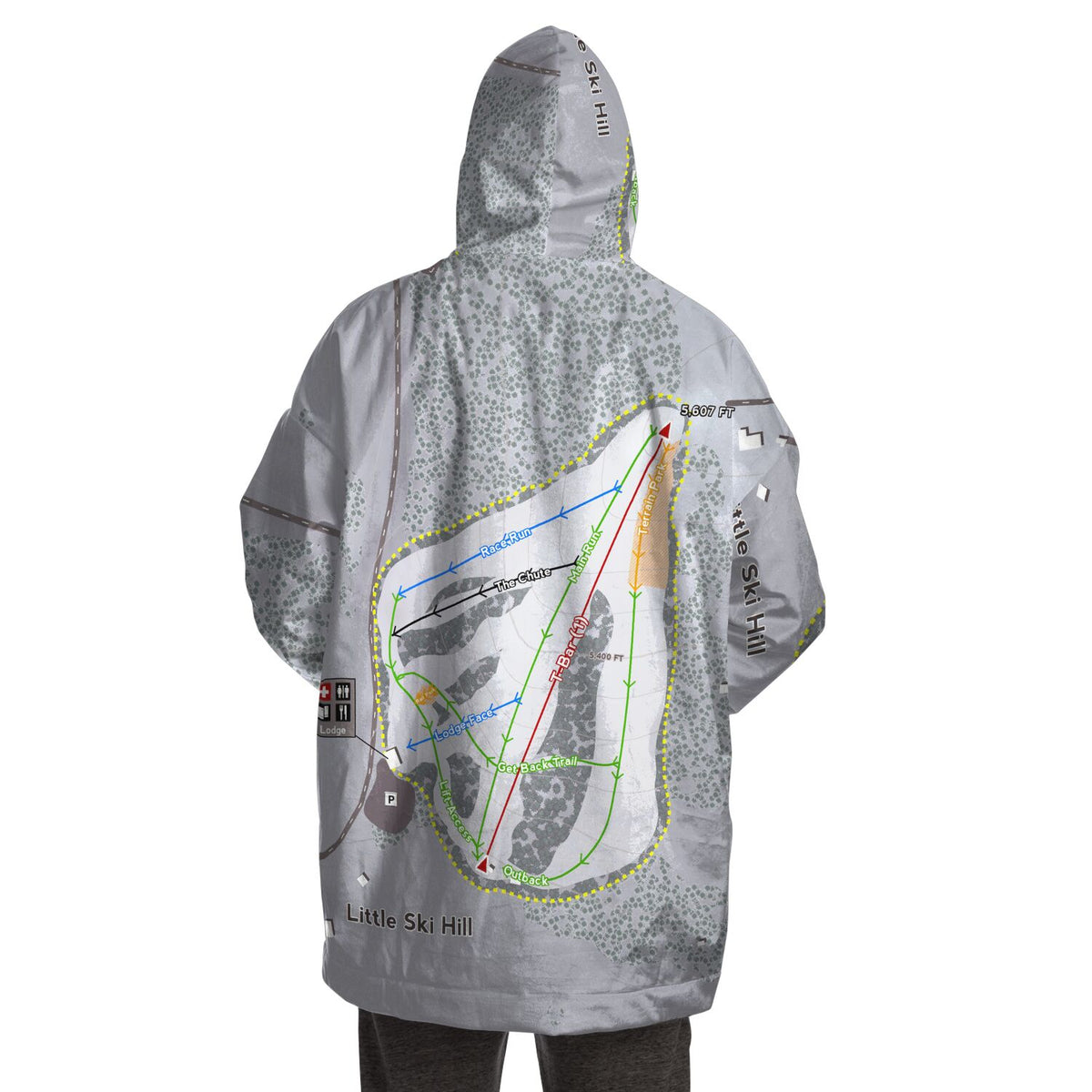 Little Ski Hill, Idaho Ski Trail Map Snug Hoodie