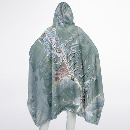 Aspen Highlands, Colorado Ski Resort Map Flannel Blanket Poncho