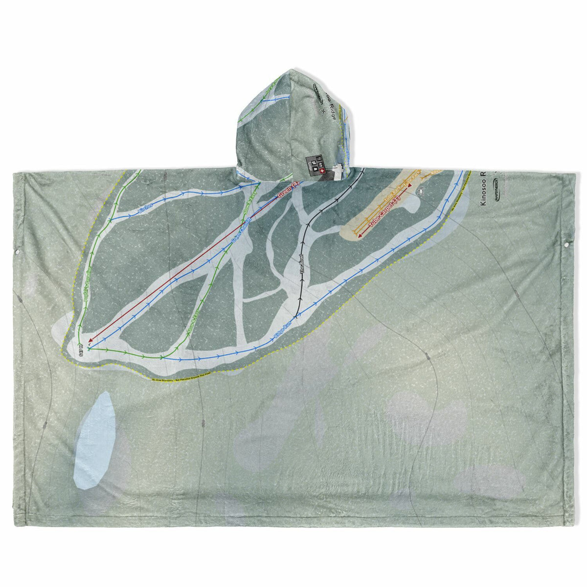 Kinosoo Ridge, Alberta Ski Resort Map Flannel Blanket Poncho