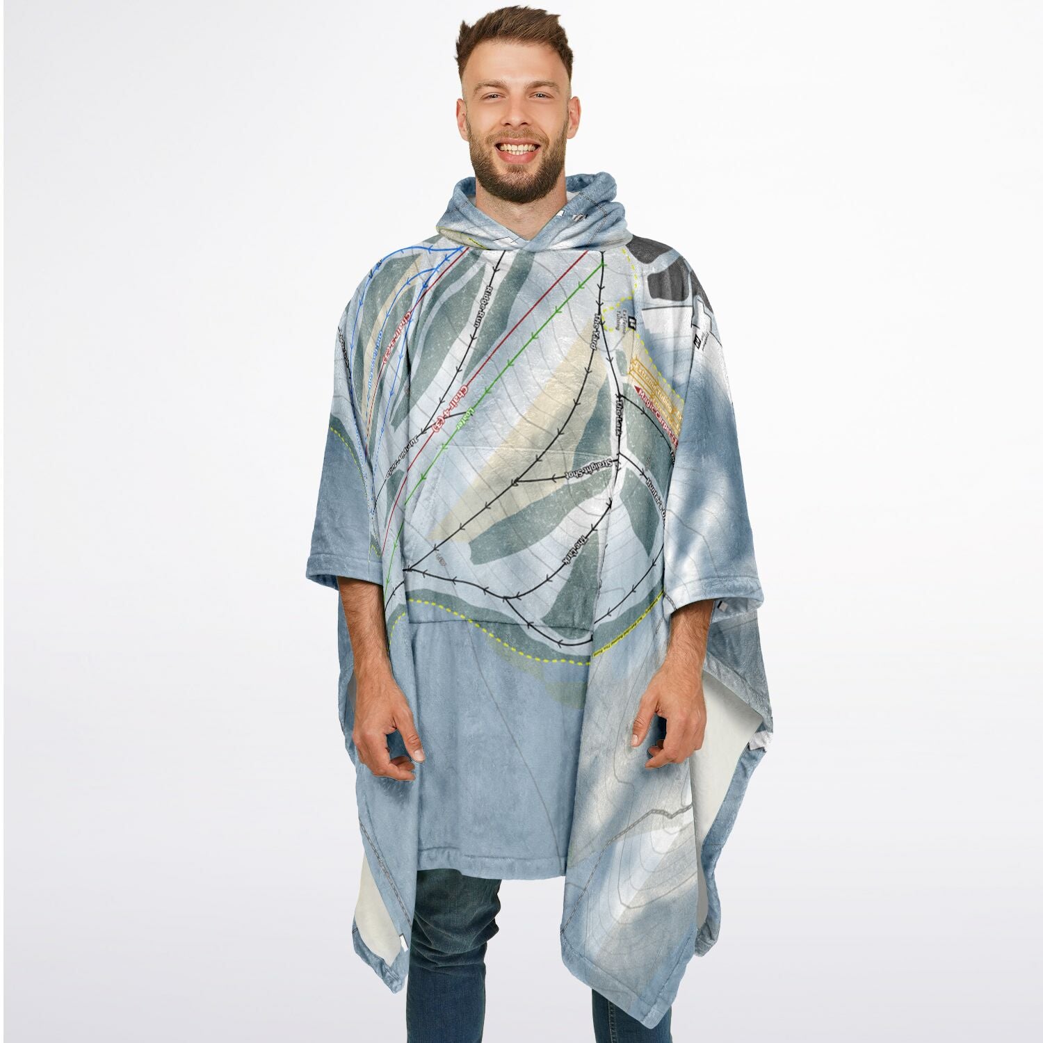 Treetops, Michigan Ski Resort Map Flannel Blanket Poncho