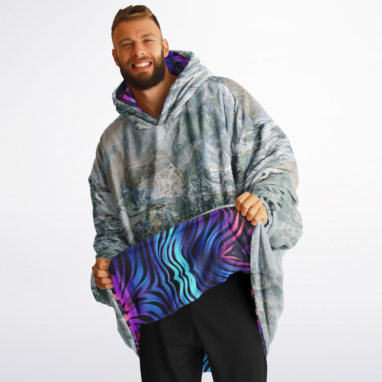 Powder Mountain, Utah Ski Resort Map Reversible Snug Hoodie