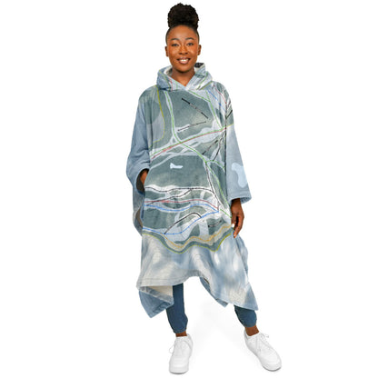 Otsego, Michigan Ski Resort Map Flannel Blanket Poncho