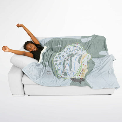 Snowhaven, Idaho Ski Resort Map Flannel Blanket Poncho