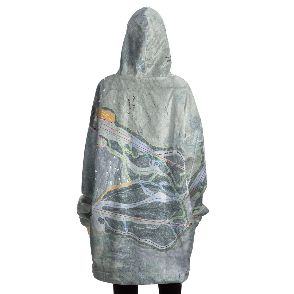 West Mountain, New York Ski Trail Map Snug Hoodie