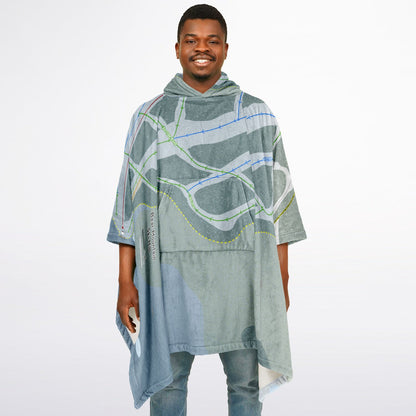 Bear Mountain Ski Hill, British Columbia Ski Resort Map Flannel Blanket Poncho