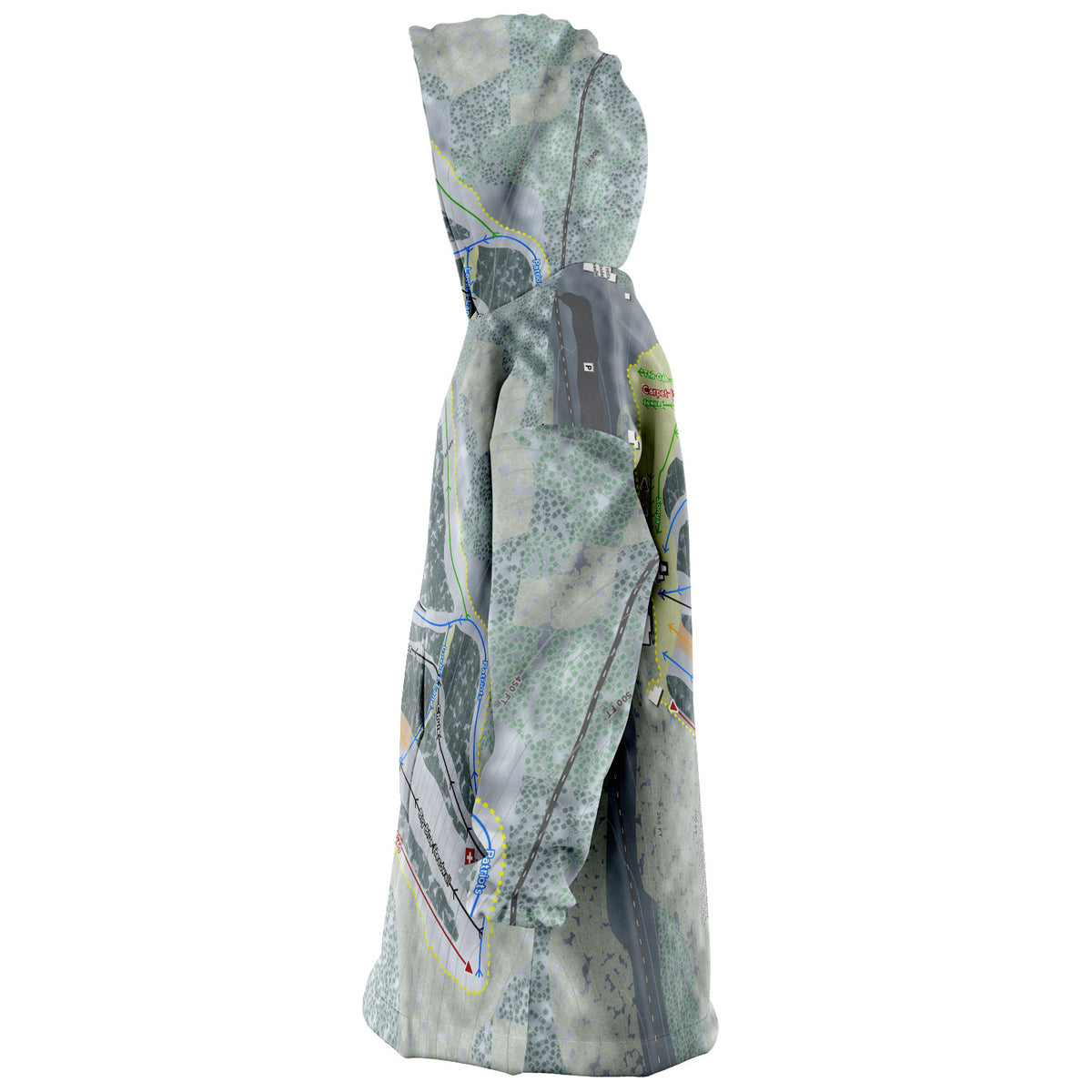 Blue Hills, Massachusetts Ski Trail Map Snug Hoodie