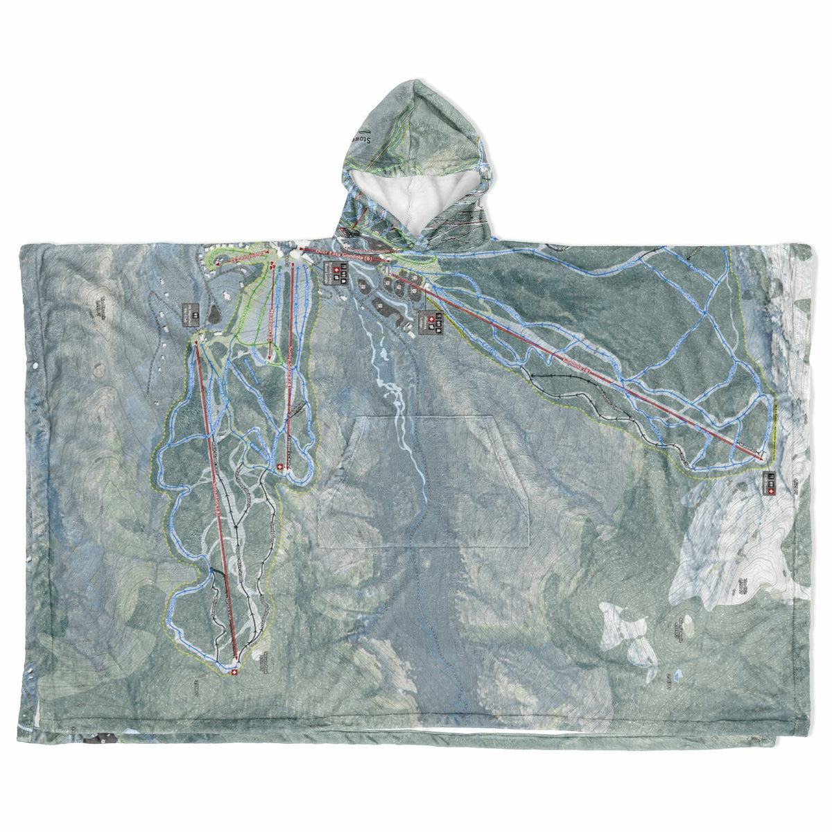 Stowe, Vermont Ski Resort Map Flannel Blanket Poncho