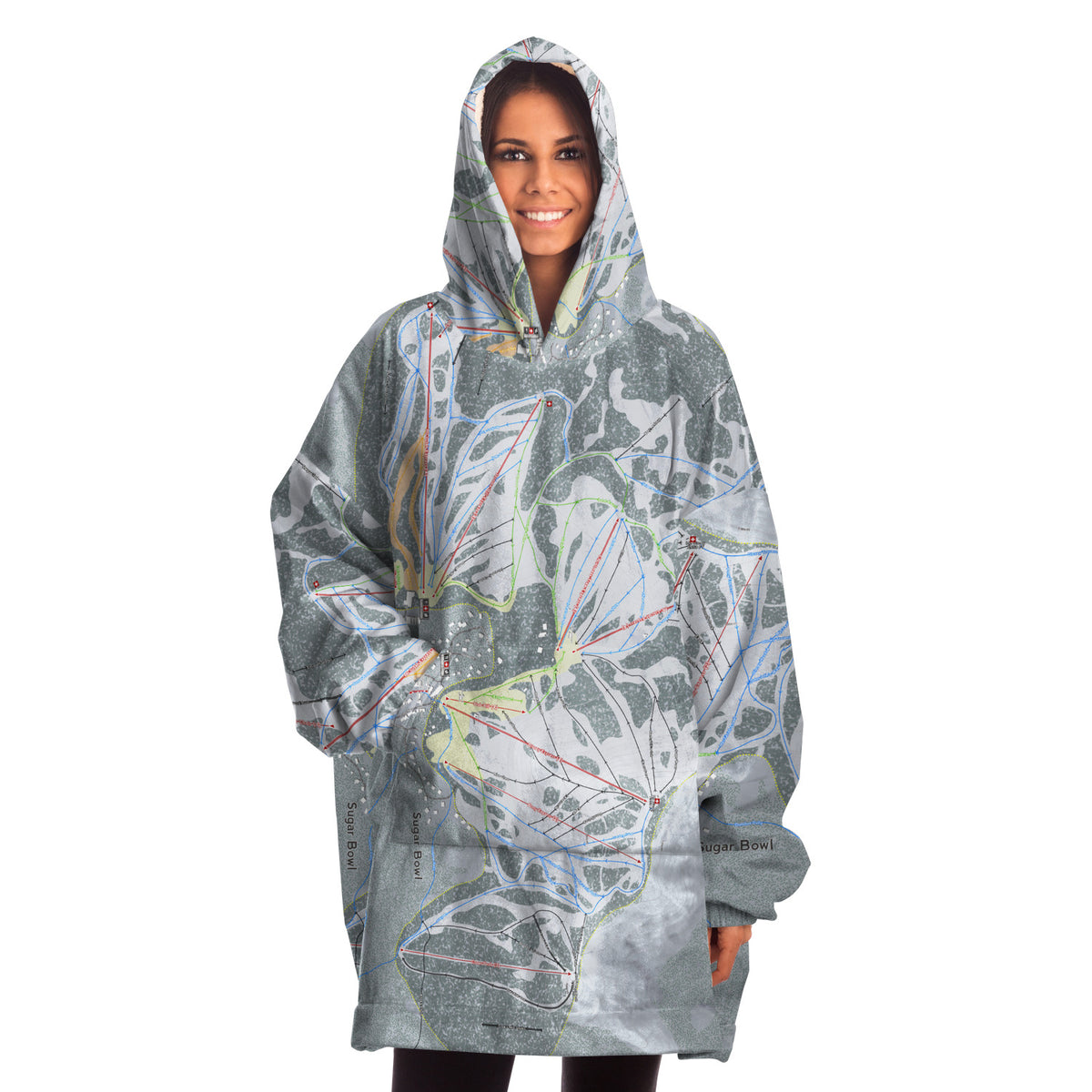 Sugar Bowl, California Ski Trail Map - Snug Hoodie
