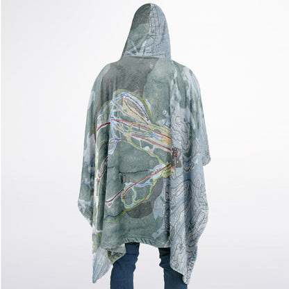 Big Bear Mountain, California Ski Resort Map Flannel Blanket Poncho