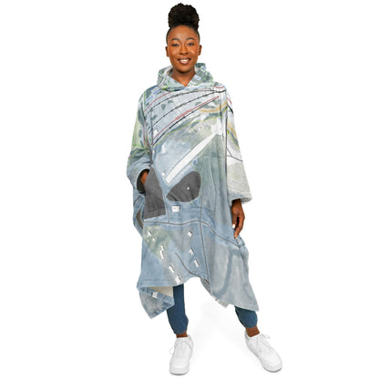 Pine Mountain, Michigan Ski Resort Map Flannel Blanket Poncho