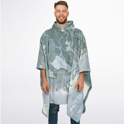 Cimarron Mountain Club, Colorado Ski Resort Map Flannel Blanket Poncho