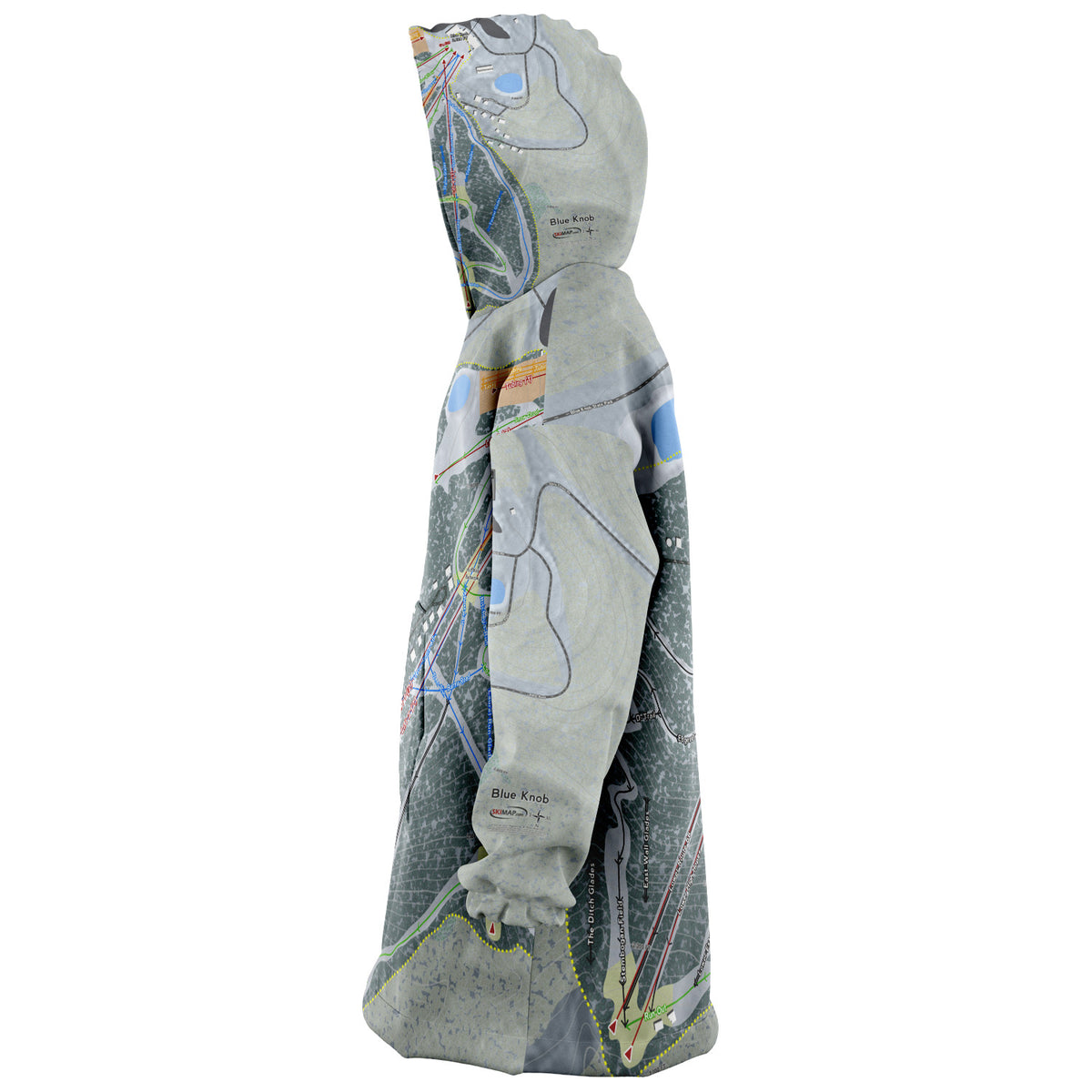 Blue Knob, Pennsylvania Ski Trail Map Snug Hoodie