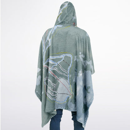 Dodge Ridge, California Ski Resort Map Flannel Blanket Poncho