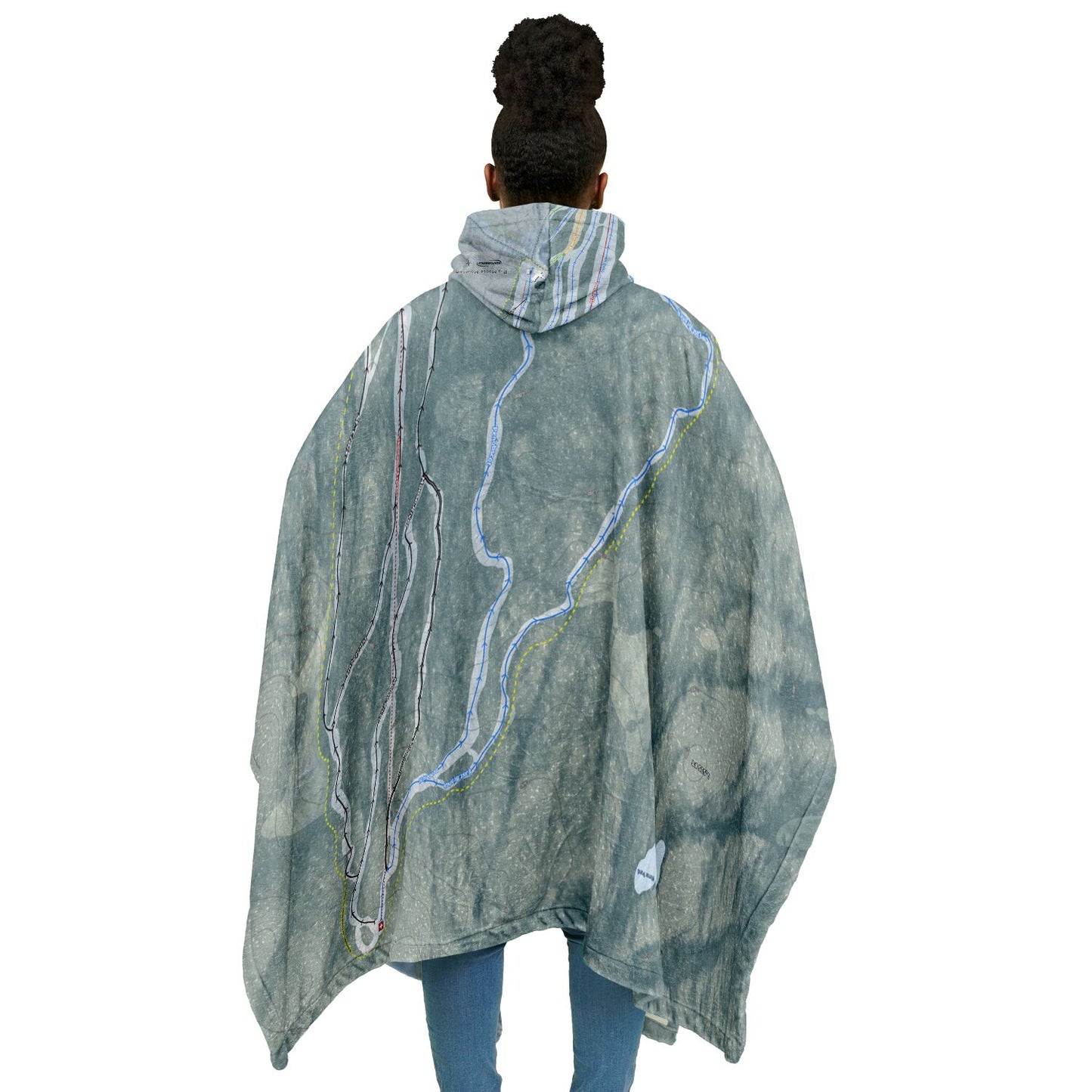Big Moose Mountain, Maine Ski Resort Map Flannel Blanket Poncho
