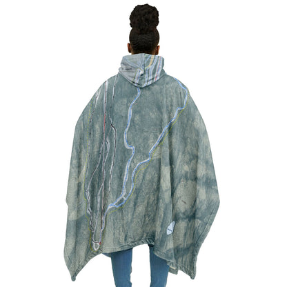 Big Moose Mountain, Maine Ski Resort Map Flannel Blanket Poncho