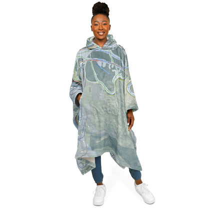 Crotched Mountain, New Hampshire Ski Resort Map Flannel Blanket Poncho