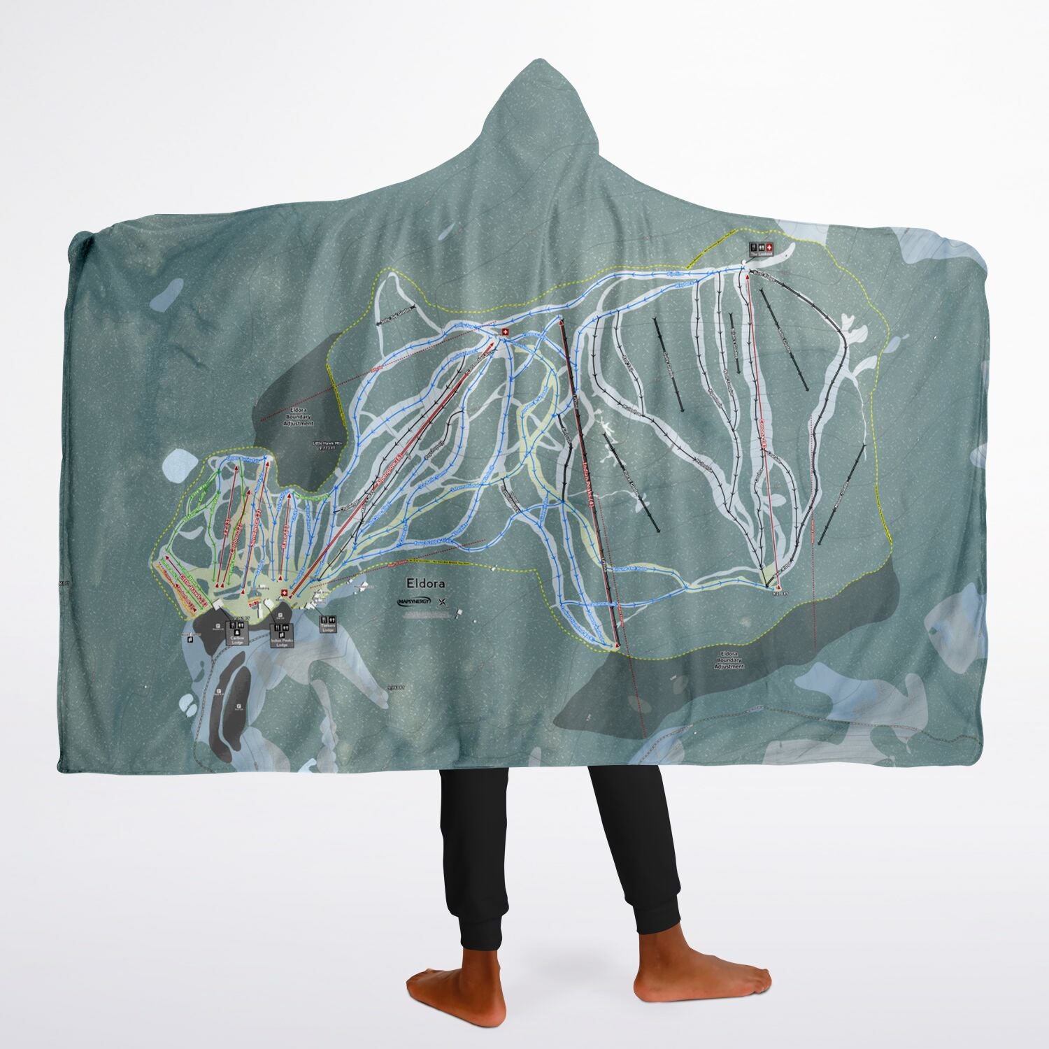 Eldora, Colorado Ski Trail Map - Youth Hooded Blanket - Powderaddicts