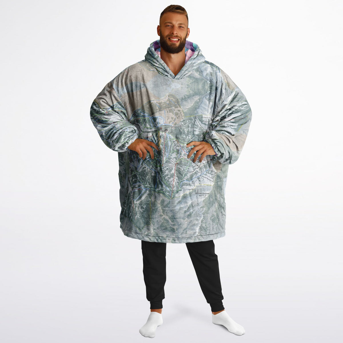 Powder Mountain, Utah Ski Resort Map Reversible Snug Hoodie