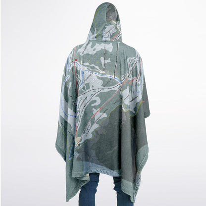 Stevens Pass, Washington Ski Resort Map Flannel Blanket Poncho