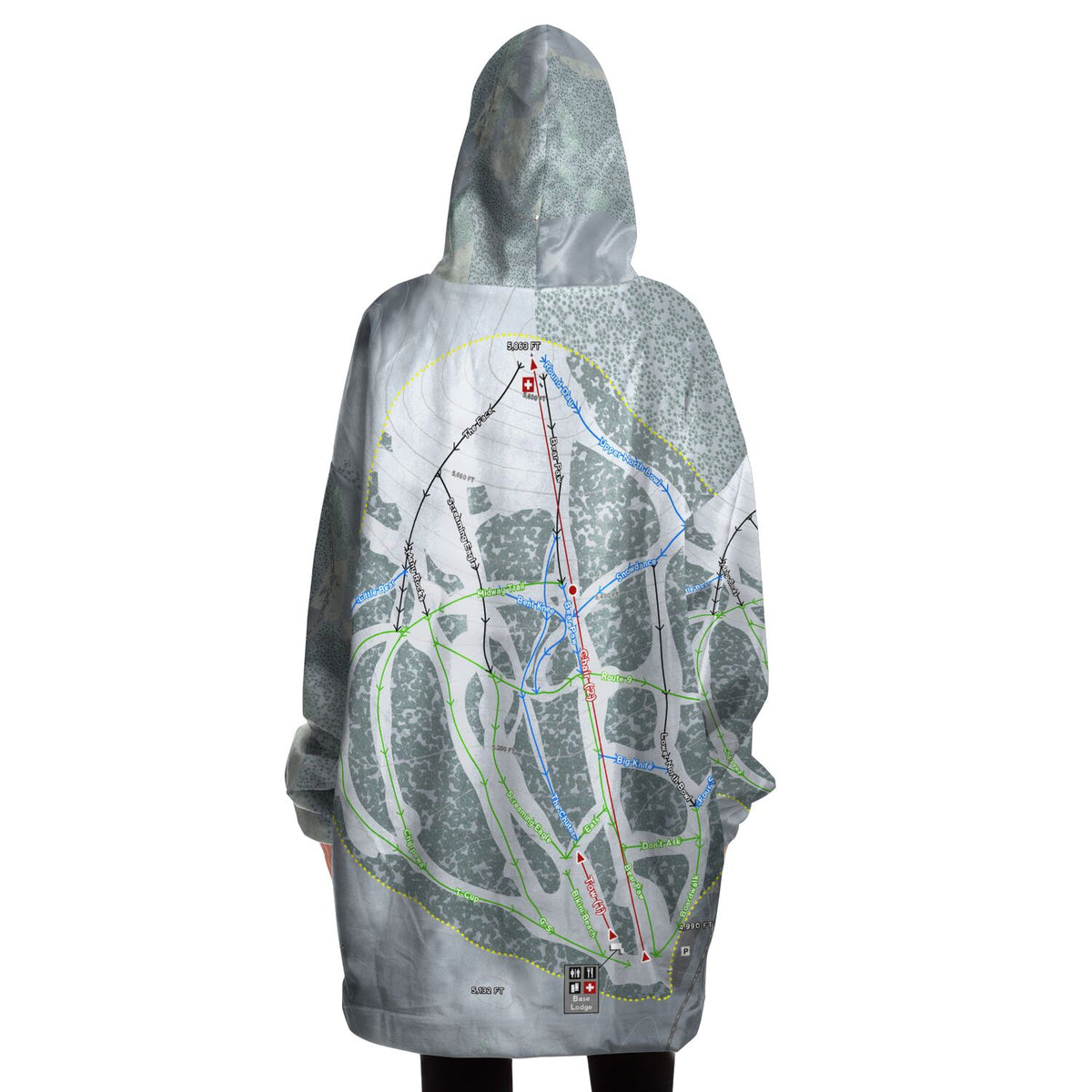 Bear Paw, Montana Ski Trail Map Snug Hoodie
