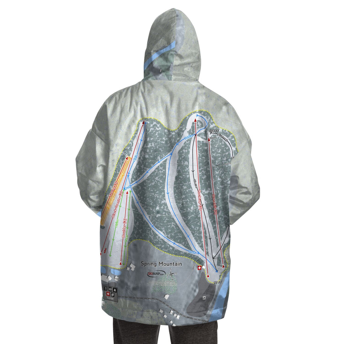 Spring Mountain, Pennsylvania Ski Trail Map Snug Hoodie