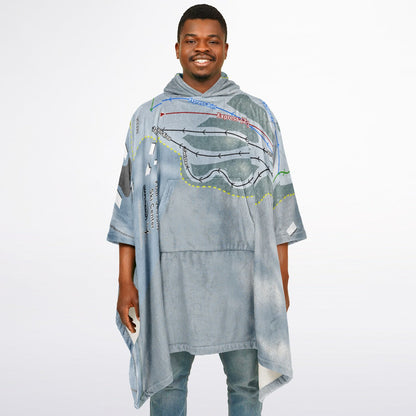 Four Seasons Ski Center, New York Ski Resort Map Flannel Blanket Poncho