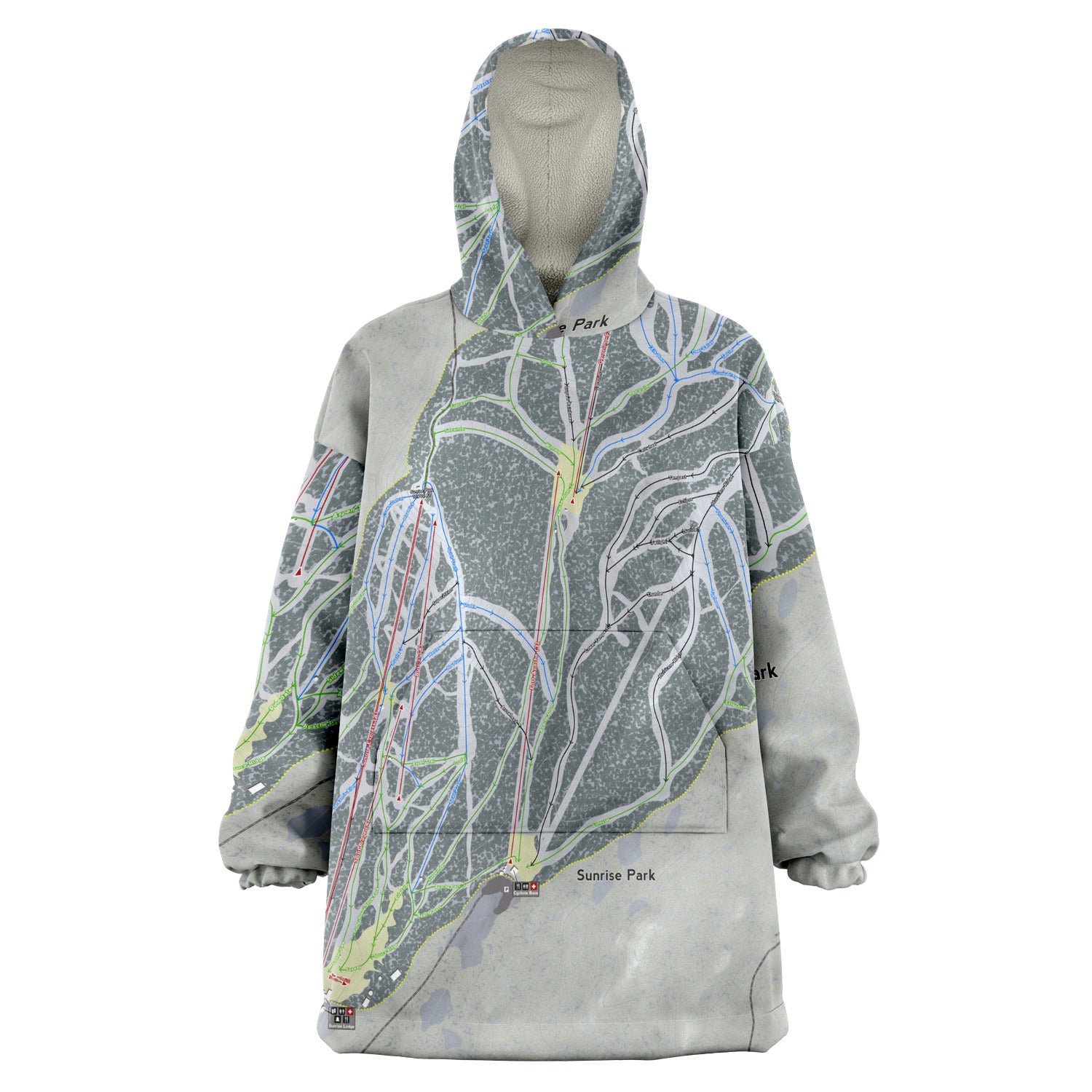 Sunrise Park, Arizona Ski Trail Map Snug Hoodie - Powderaddicts