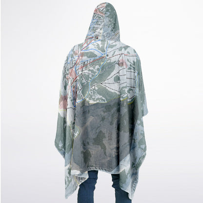 Jackson Hole Mountain, Wyoming Ski Resort Map Flannel Blanket Poncho