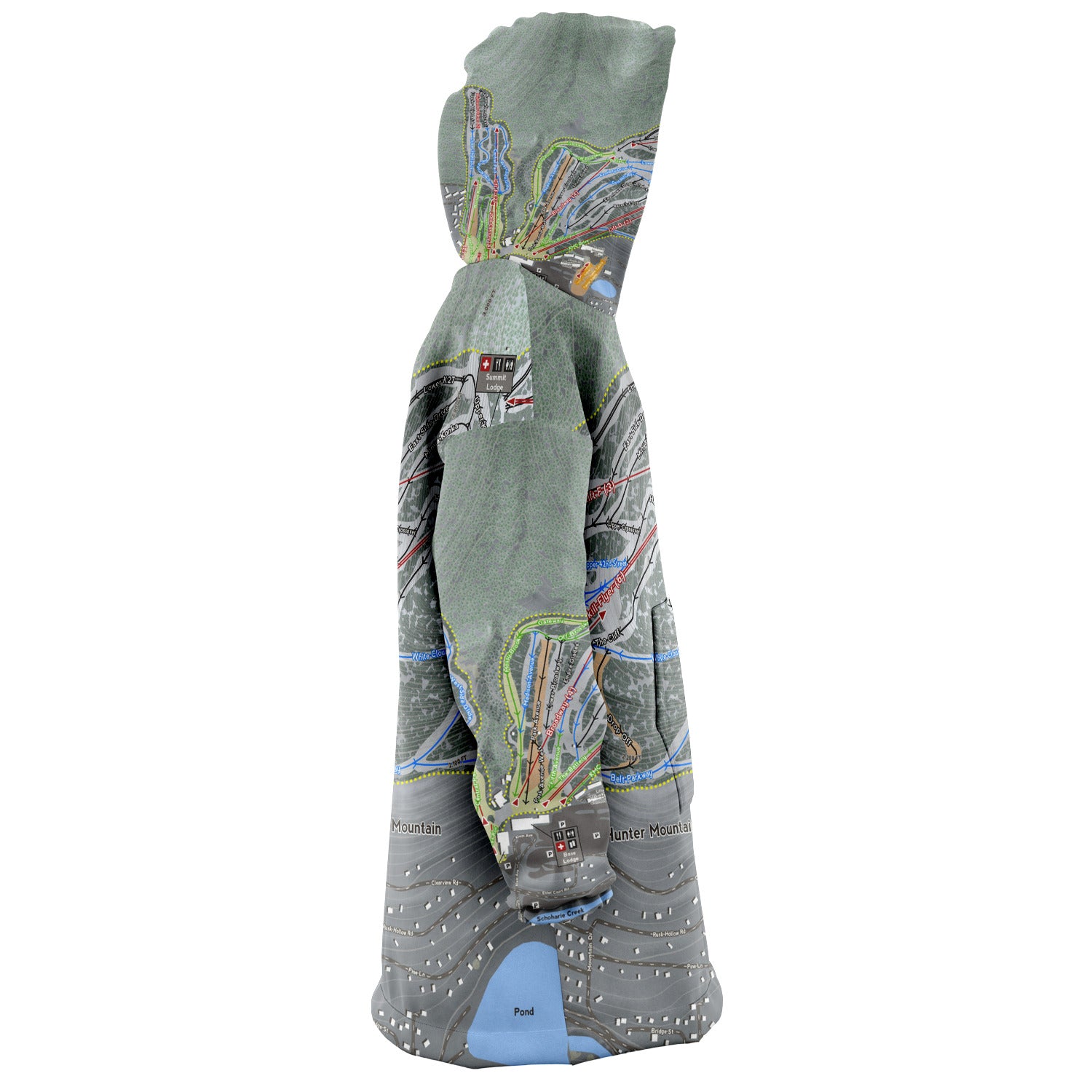 Hunter Mountain, New York Ski Trail Map - Snug Hoodie - Powderaddicts