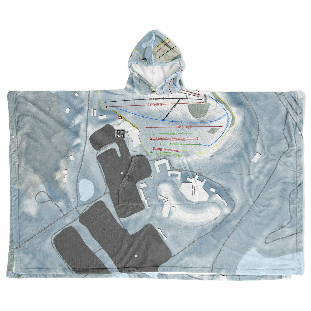 Pine Knob, Michigan Ski Resort Map Flannel Blanket Poncho