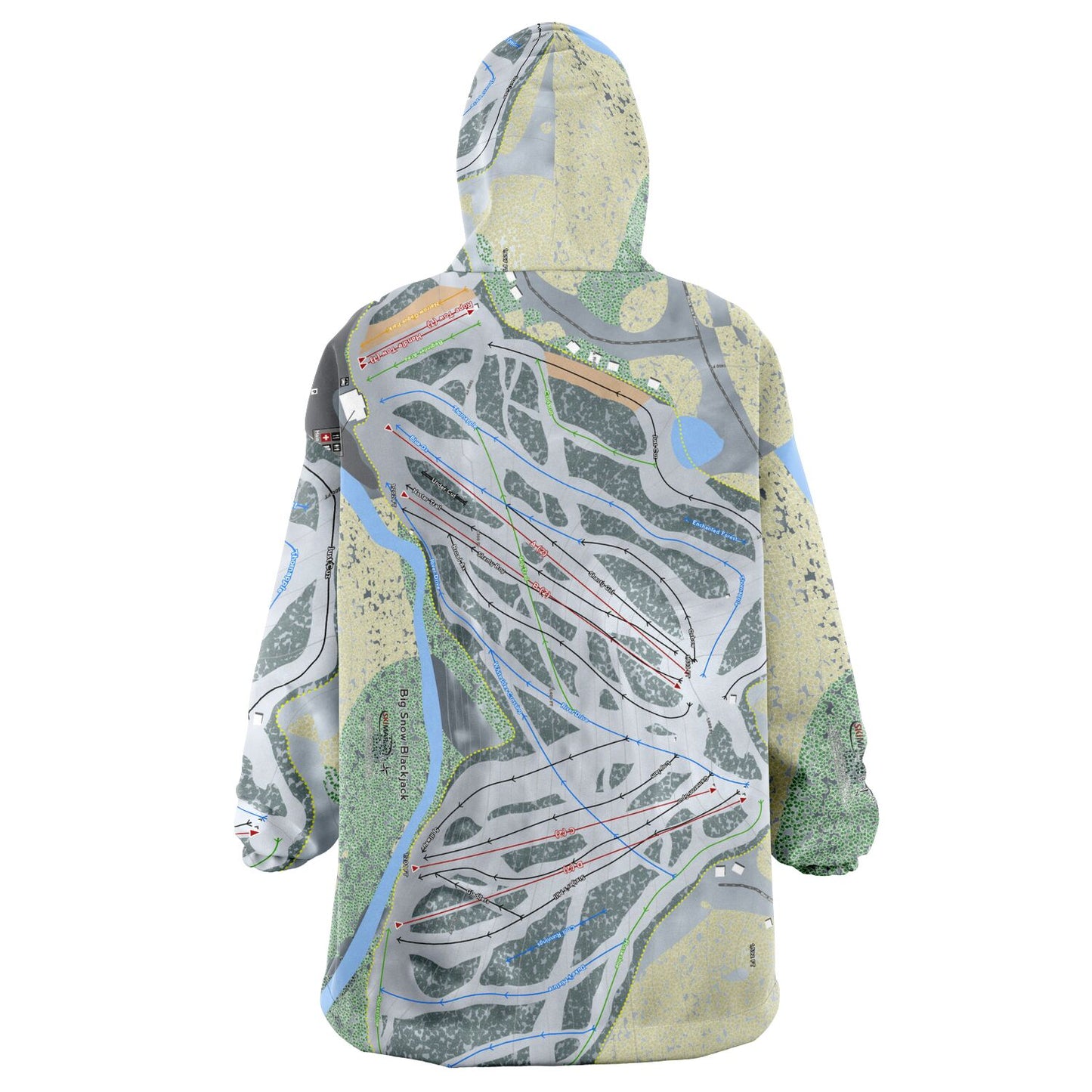 Big Snow BlackJack, Michigan Ski Trail Map Snug Hoodie - Powderaddicts
