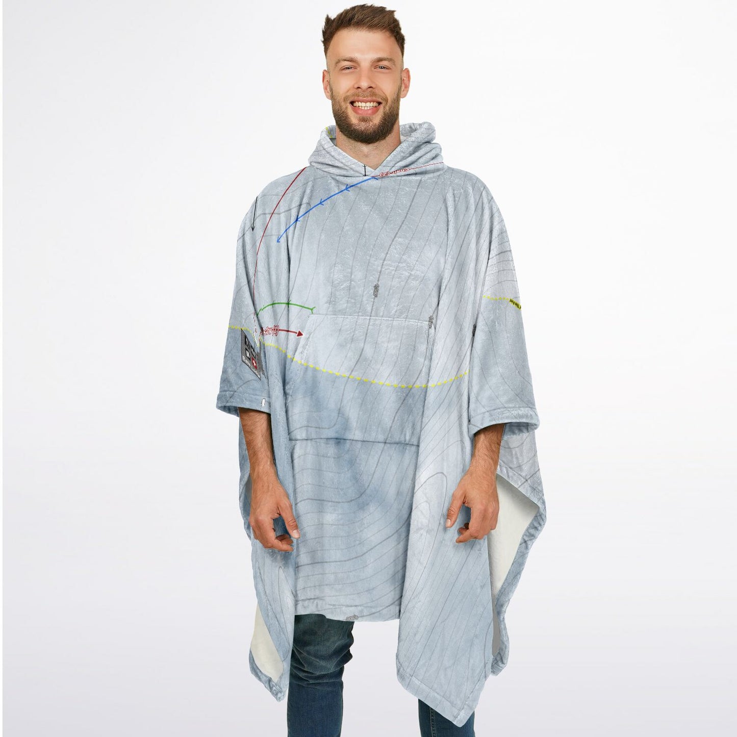 Elko Snobowl, Nevada Ski Resort Map Flannel Blanket Poncho