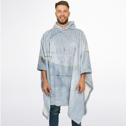 Elko Snobowl, Nevada Ski Resort Map Flannel Blanket Poncho