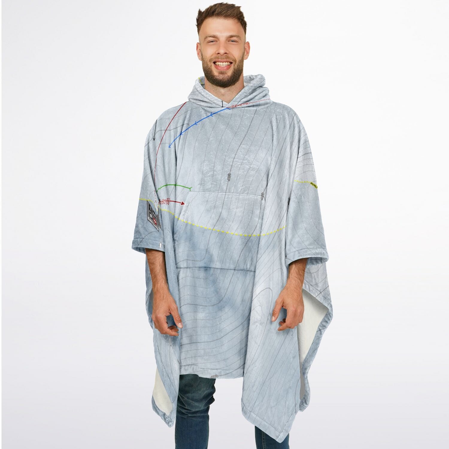 Elko Snobowl, Nevada Ski Resort Map Flannel Blanket Poncho