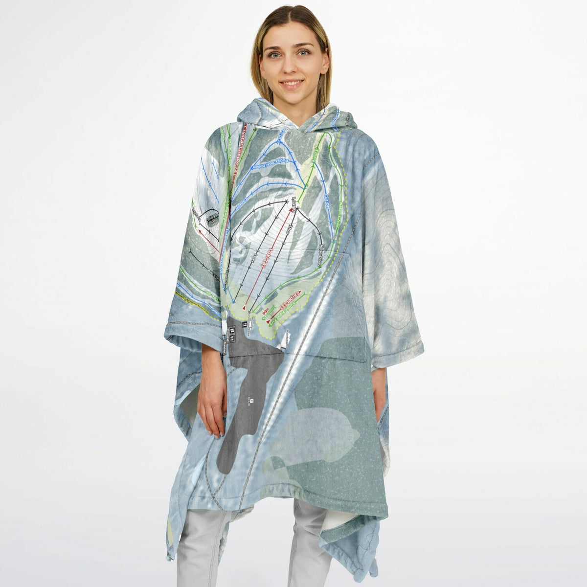 Crystal Mountain, Michigan Ski Resort Map Flannel Blanket Poncho
