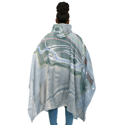 Cazenovia, New York Ski Resort Map Flannel Blanket Poncho
