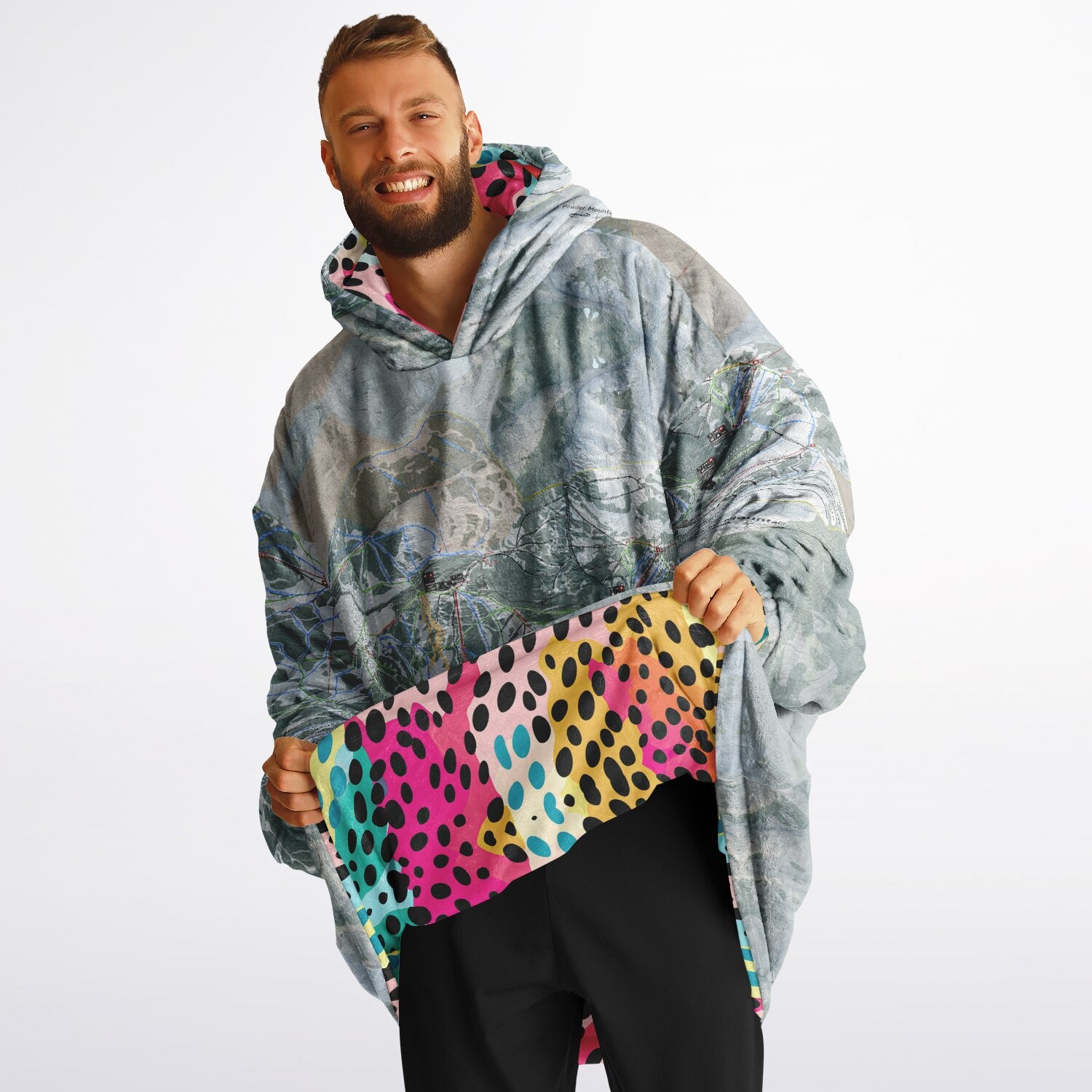 Powder Mountain, Utah Ski Resort Map Reversible Snug Hoodie