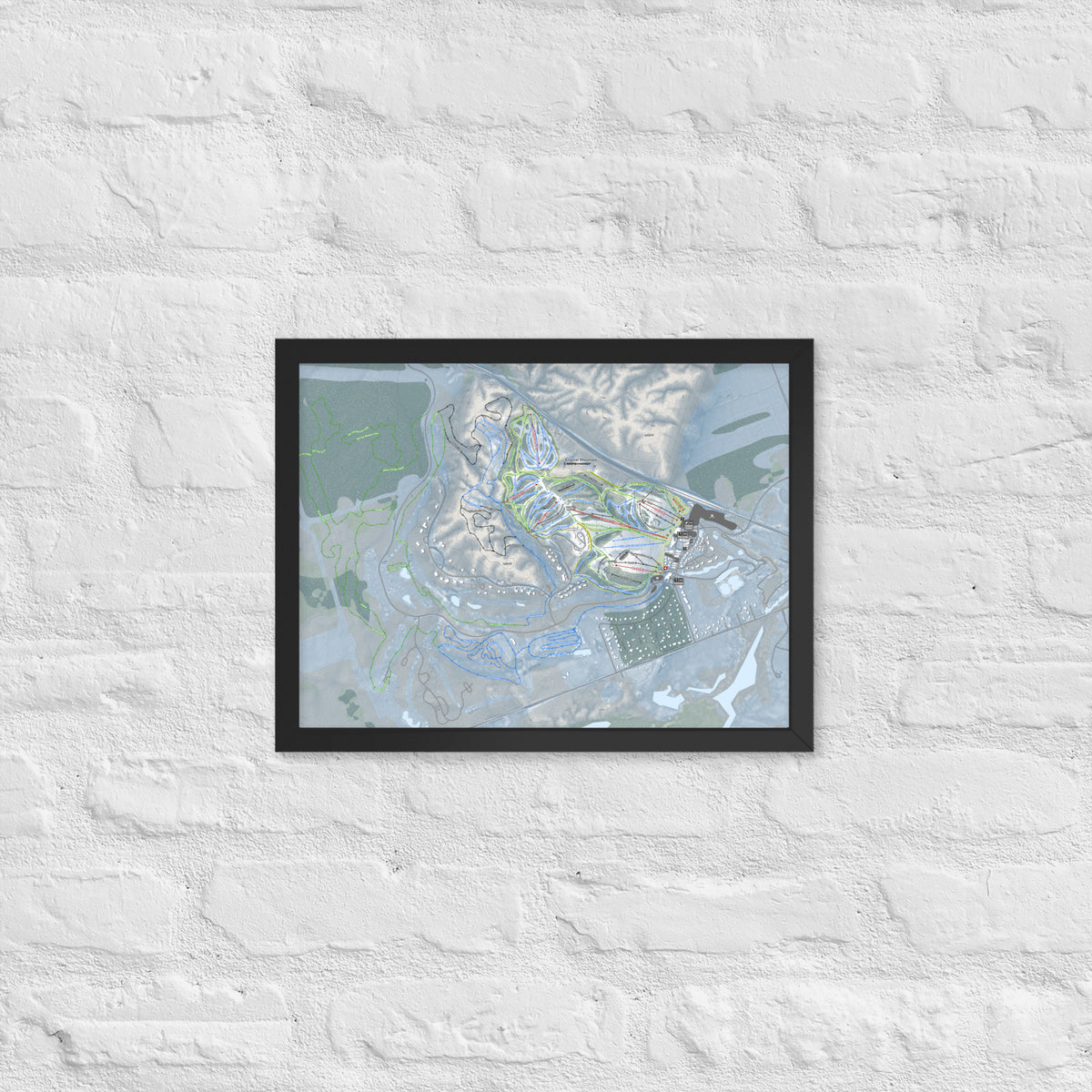 Crystal Mountain, Michigan Ski Resort Map Framed Matte Paper Print